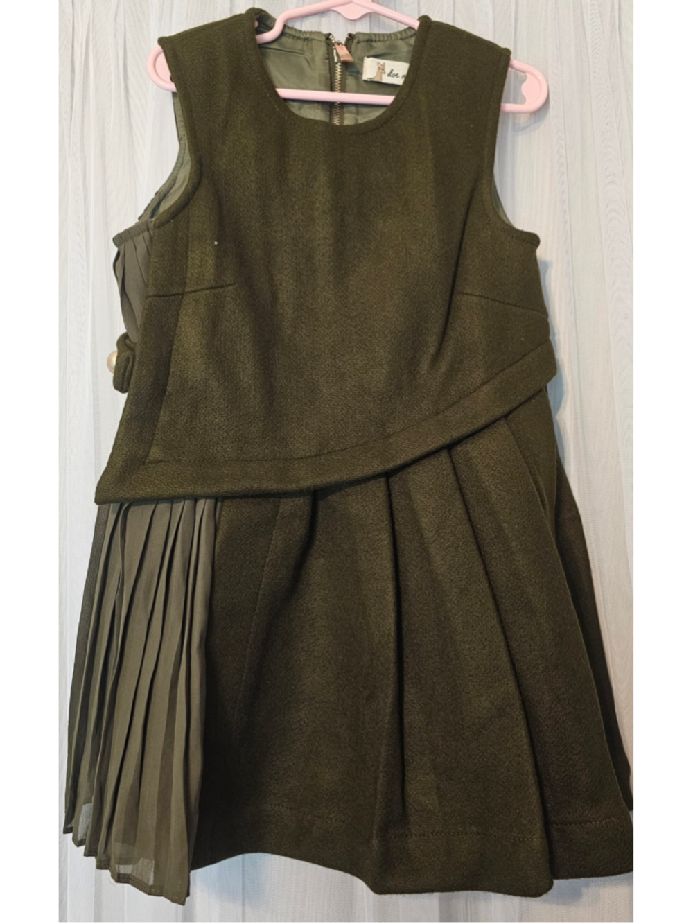 Doe A Dear Toddler Girls size 5 Olive Green Dress